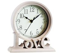 AYRELY® Horloge à Poser Vintage 6,5" - Pendule de Table Love rétro, silencieuse sans tic-tac, Pendule de cheminée Quartz décorative pour Salon, Chambre, étagère ou Bureau (Ivoire)