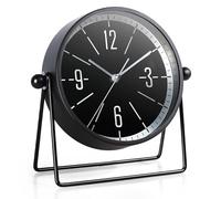 AYRELY Horloge de Table Vintage en métal - Horloge à Poser à Piles, Angle réglable, Quartz Silencieux sans tic-tac, idéale pour cheminée, étagère ou Salon (Noir)