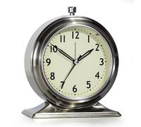 AYRELY® Petite horloge de 10,2 cm - Horloge rétro analogique sans tic-tac avec lumière, horloge de table métallique silencieuse pour la chambre à coucher, étagère ou table de nuit (Or)