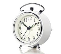 AYRELY Réveil super puissant de 10,2 cm pour les gros dormeurs, horloge de bureau analogique silencieuse avec cloche en métal intégrée et veilleuse pour chambre à coucher, table de chevet, bureau ou