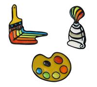 Ayrsjcl 3pcs Pin Unique Set Palette Peintre d'arc-en-Ciel Brosses Dessin Animé Broches Pins Bijoux Cadeau