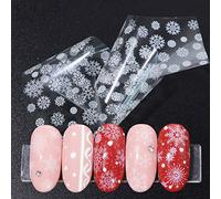 Ayrsjcl 4pcs Snowflakes Nail Stickers Feuille Transfert Ensemble Ensemble Noël Fleur Conceptions Noël Nail Art Autocollant Accessoire