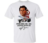 Ayrton Senna 1990-1994 Legends Never Die Men Cotton T-Shirt Short Sleeve White Clothes Tees XL