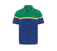Ayrton Senna - Collection officielle - Mens Stripe Polo - Navy, bleu, S