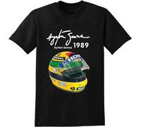 Ayrton Senna Helmet T-Shirts Race 1989 Men Cotton Tee Shirts Unisex Casual Tops Clothing Black Black Black XXL