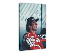 Ayrton Senna Lot de 24 affiches de portrait de Formule 1 F1 Voiture de pilote classique vintage pour les fans de course Cadeau Décoration de chambre de garçon 13 Impression sur toile pour salon