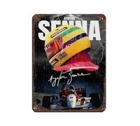 Ayrton Senna Poster rétro en métal avec inscription « Legendary F1 Racing Driver » - Décoration murale - 30 x 40 cm