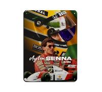 Ayrton Senna Poster rétro en métal avec inscription « Legendary F1 Racing Driver » - Décoration murale - 30 x 40 cm