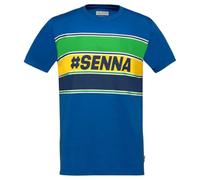 Ayrton Senna T-Shirt - Bleu Hashtag, Formule 1 (FR/ES, Alpha/Lettres, TG, Taille Normale, Taille Normale, Blanc)