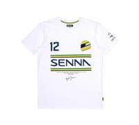 Ayrton Senna T-shirt rayé F1#12, blanc, Taille 3XL