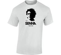Ayrton Senna Tribute Men Casual T-Shirt Sports Top White T-Shirts à Manches Courtes(Large)