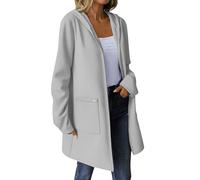 AYSDSKI Sweat à capuche long pour femme avec fermeture éclair - Couleur unie - Manches longues - Sweat à capuche ample - Automne - Hiver - Veste de transition tendance - Veste d'entraînement tendance