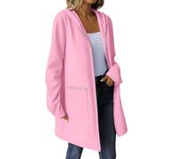 AYSDSKI Sweat à capuche long pour femme avec fermeture éclair - Couleur unie - Manches longues - Sweat à capuche ample - Automne - Hiver - Veste de transition tendance - Veste d'entraînement tendance