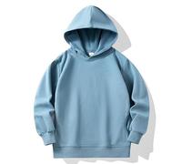 AYSDSKI Sweat à capuche pour fille - Couleur unie - Manches longues - Sweat ample avec poches - Automne - Hiver - Haut avec capuche - 1-12 ans, bleu clair, 90