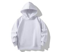 AYSDSKI Sweat à capuche pour fille - Couleur unie - Manches longues - Sweat ample avec poches - Automne - Hiver - Haut avec capuche - 1-12 ans, Blanc., 140