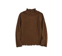 AYSDSKI T-shirt à manches longues pour fille - Col rond à volants - Couleur unie - Pull en coton - Pull à manches longues - Coupe baggy - Hauts d'automne et d'hiver - 1 à 10 ans, café, 130