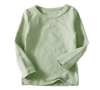 AYSDSKI T-shirt à manches longues pour fille - Couleur unie - Col rond - Élégant - Manches longues - Coton - Automne - Hiver - Sous-vêtement unisexe pour enfant, vert, 90