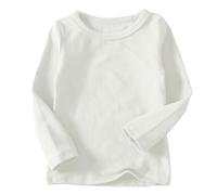 AYSDSKI T-shirt à manches longues pour fille - Couleur unie - Col rond - Élégant - Manches longues - Coton - Automne - Hiver - Sous-vêtement unisexe pour enfant, Blanc., 100