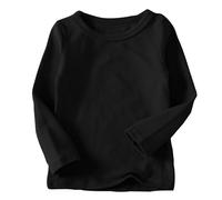 AYSDSKI T-shirt à manches longues pour fille - Couleur unie - Col rond - Élégant - Manches longues - En coton - Automne - Hiver - Unisexe, Noir , 120
