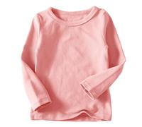 AYSDSKI T-shirt à manches longues pour fille - Couleur unie - Col rond - Élégant - Manches longues - En coton - Automne - Hiver - Unisexe, Rose, 140
