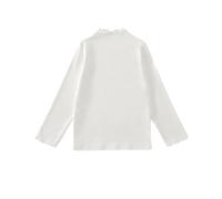 AYSDSKI T-shirts à manches longues pour fille - Col roulé - Demi-col roulé - Couleur unie - Automne - Hiver - Coton - Pull à manches longues - Coupe baggy - Chemisier - 1-10 ans, Blanc., 140