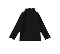 AYSDSKI T-shirts à manches longues pour fille - Col roulé - Demi-col roulé - Couleur unie - Automne - Hiver - Coton - Pull à manches longues - Coupe baggy - Chemisier - 1-10 ans, Noir , 120