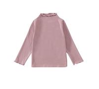 AYSDSKI T-shirts à manches longues pour fille - Col roulé - Demi-col roulé - Couleur unie - Automne - Hiver - Coton - Pull à manches longues - Coupe baggy - Chemisier - 1-10 ans, Rose, 130