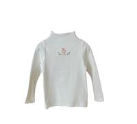 AYSDSKI T-shirts à manches longues pour filles - Imprimé lapin Kawaii - Haut demi-col roulé - Couleur unie - Maillot de corps pour enfants - Automne - Hiver - Pull en coton - Manches longues - Pull