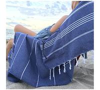 Aysesa Serviette de Plage Turque surdimensionnée en Coton Anti-Sable avec Poche cachée, Serviette de Bain de Voyage Extra Large pour Adultes, Cadeau pour Hommes, Femmes, 190,5 cm