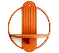 AYSMYGS Étagère Murale Ronde Bohème Métal & Bois, Étagère Flottante Fixée au Mur 10KG de Charge, 2 Tailles Étagère de Décoration pour Plantes/Objets, Noir/Blanc/Orange(Orange,30x40cm)