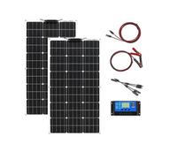 Aysolar 200W 12V Panneau Solaire Flexible Kit 2pcs 100W 18V Monocristallin Photovoltaïque Panneaux,20A Contrôleur Solaire pour Maisons RV Bateau Voiture Caravane batterie 12V/24V