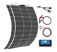 Aysolar 200W Kit Panneau Solaire Souple 2 x100W 18V Monocristallin Photovoltaïque Module avec 20A Charge Contrôleur pour Camping-car, Toit, Caravane, Voiture, Bateau, 12V/24V Batterie