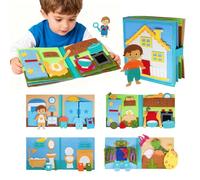 AYSOW Livre Sensoriel en Felt 3D,Livre d'Activités Montessori,Apprendre l'Autonomie (Habillage, Toilette),Jouet Éducatif 1-6 Ans,Apprentissage par Le Jeu,Cadeau Enfant Portable (Boys)