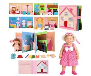 AYSOW Livre Sensoriel en Felt 3D,Livre d'Activités Montessori,Apprendre l'Autonomie (Habillage, Toilette),Jouet Éducatif 1-6 Ans,Apprentissage par Le Jeu,Cadeau Enfant Portable