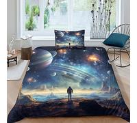 AYSUM Galaxy Planet Parure De Lit Console De Couette pour Decor Comfort Cover Literie Universe Linge De Lit pour Adultes Enfants Hypoallergénique Doux Et Souple Confortable Single（135x200cm）
