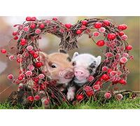 AYSUNJIE Puzzle 1000 Pièces Adulte Enfant Adultes en Bois Puzzles-Cochon d'amour-Cadeau Déco À La Maison Moderne Festival Bricolage Cadeau Jeu Intellectuel 75X50Cm