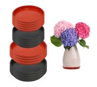 AYSYR 18 Pièces Soucoupe Pot Fleur, 20cm/22cm Coupelle Pot de Fleur en Plastique, Soucoupes pour Pots de Fleurs Rond, sous Pot de Fleur Réutilisable, pour Intérieur Extérieur (Noir, Rouge)