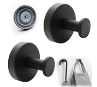 AYSYR Lot de 2 crochets à ventouse - Capacité de charge : 3 kg - Noir - Utilise le principe sous vide - Crochet porte-serviettes sans perçage pour une utilisation sur des murs lisses et secs -