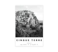 AYTREDF Poster noir et blanc des Cinque Terre, affiche touristique, toile italienne, décoration pour chambre à coucher, bureau, 50 x 75 cm