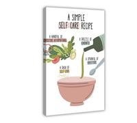 AYTREDF Poster sur toile avec recettes de soins personnels, rappels de santé mentale, affirmations quotidiennes, thérapeute, pleine conscience - Décoration de chambre à coucher, bureau, chambre