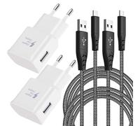 Ayu-2-Pack Chargeur Avec Câble De Charge Pour Samsung Galaxy S8 S8 Plus S9 S9 Plus S10 S10 Plus S10e 5g S20 S21 S22 A10 A50 A51 A40 A30 Z Flip3 Fold2 2m Type C Nylon Câble De Charge Rapide Chargeur R