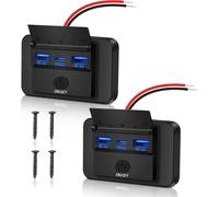 Ayu-2 Piece Usb Charging Socket 12v Car Charger Dual Qc3.0 Usb And Pd3.0 Type C Mobile Phone Fast Charger Waterproof With Switch For 12 V / 24 V Rvs, Cars, Motorcycles, Trucks
