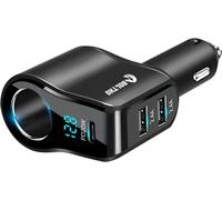 Ayu-Adaptateur Distributeur Allume-Cigare Usb Pd20w 120w, 4.8a Chargeur De Voiture Double Usb Avec Voltmètre Numérique Led, Adaptateur De Charge Rapide Usb 12v/ 24v, Distributeur Usb De Voiture