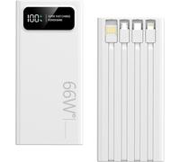 Ayu-Batterie Externe, Power Bank 10000mah 66w, Powerbank Charge Rapide Pd20w, Chargeur Externe Portable, Avec 6 Sorties &3 Entrées & Affichage Led, Compatible Iphone 16/15/14/Pro/Promax,Blanc