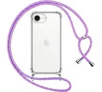 Ayu-Coque Pour Iphone 16e/Iphone Se 4 2025 Avec Cordon, Transparente Silicone Housse Avec Réglable De Collier Anti-Chute Etui Pour Iphone 16e 6.1 Pouces, Ètuis À Bandoulière [Violet 01]