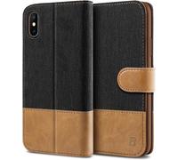 Ayu-Coque Pour Iphone Xs, Etui Housse Iphone X, Iphone Xs En Cuir De Protection, Portefeuille En Cuir Polyuréthane, Crochet, Pochette, Fermeture Magnétique, Noir