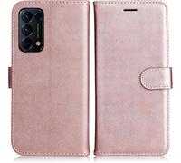 Ayu-Coque Pour Oppo Find X3 Lite, Pu En Cuir Coque Portefeuille Étui Housse, Design Classique Tpu Coque Pour Oppo Find X3 Lite, Rose