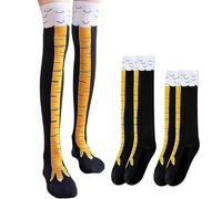 Ayucanpeng 2 Paires de Chaussettes de Cuisse de Poulet,Chaussette Patte de Poulet,Drôles Chicken Leg Socks,pour femmes Hommes Poulet
