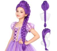 Ayucanpeng Perruque Violette Longue Tresse,Perruque Ru-mi pour Enfant,accessoire de déguisement anime,accessoires de costume cosplay pour Halloween, carnaval, carnaval, bal masqué
