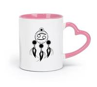 AYUEHBN céramique Café et boissons chaudes Symboles de l'horoscope Cancer Zodiaque Chanter Attrape-rêves （11oz/320ml） Pour boissons chaudes, latte, cappuccino Rose